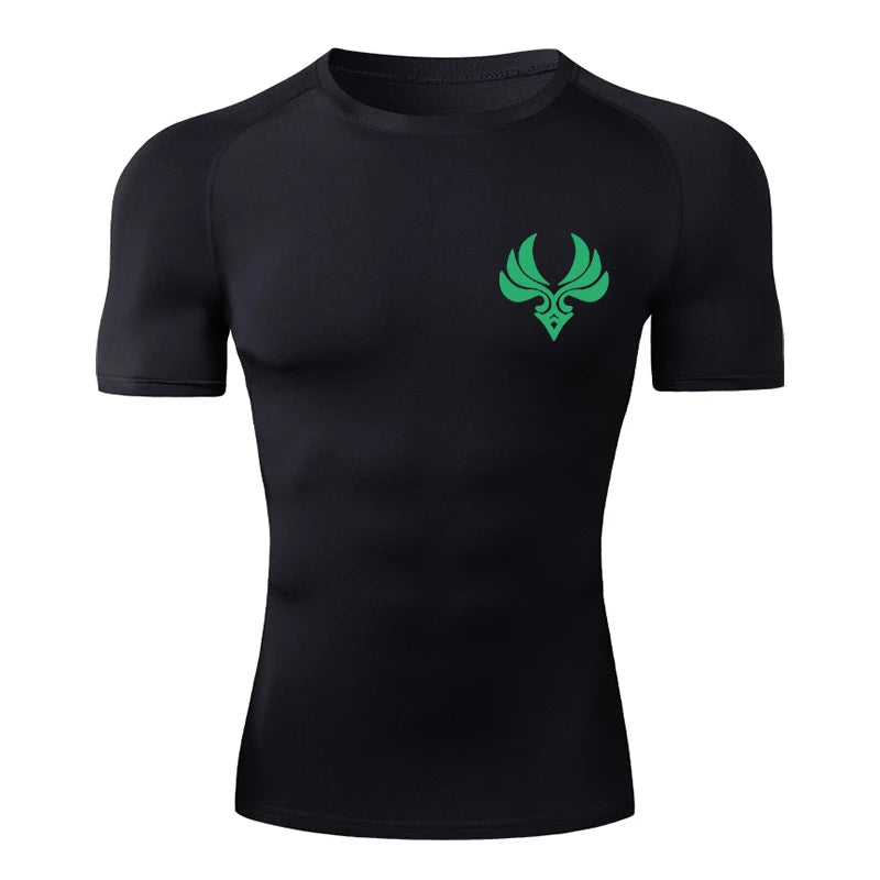 Genshin Impact Compression Shirt for Men Gym Workout Fitness Rash Guard Short Sleeve Base Layer Quick Dry Athletic Tshirt Tees