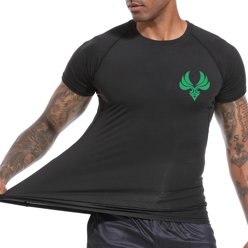 Genshin Impact Compression Shirt for Men Gym Workout Fitness Rash Guard Short Sleeve Base Layer Quick Dry Athletic Tshirt Tees