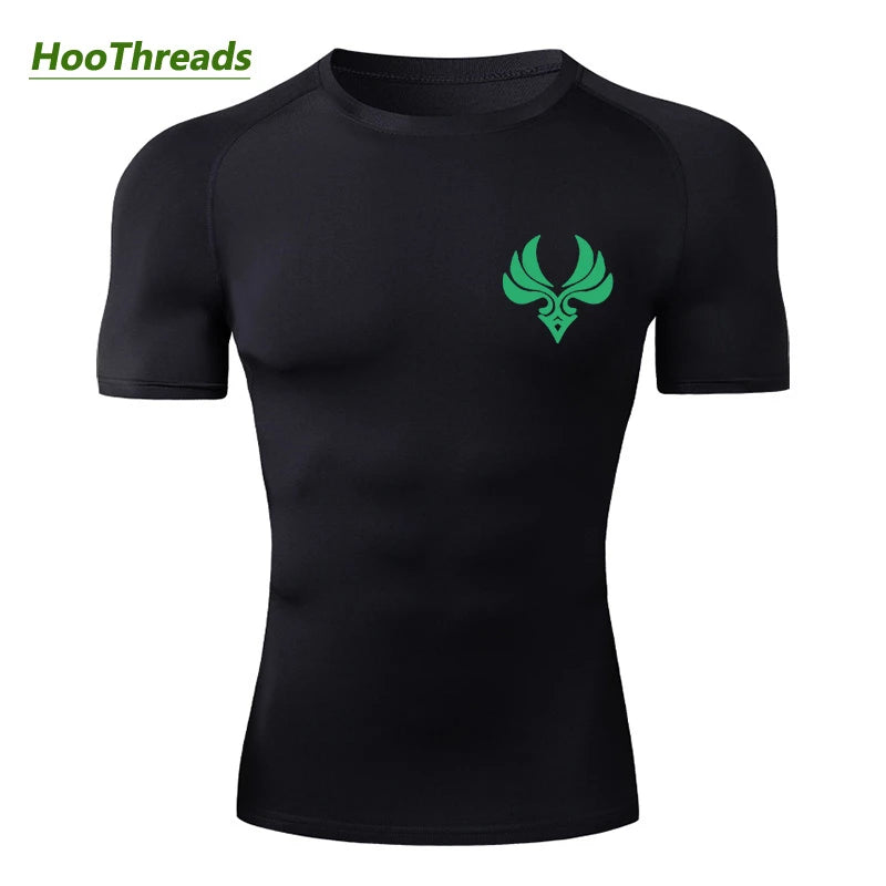 Genshin Impact Compression Shirt for Men Gym Workout Fitness Rash Guard Short Sleeve Base Layer Quick Dry Athletic Tshirt Tees